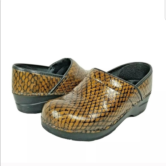 snake print clogs